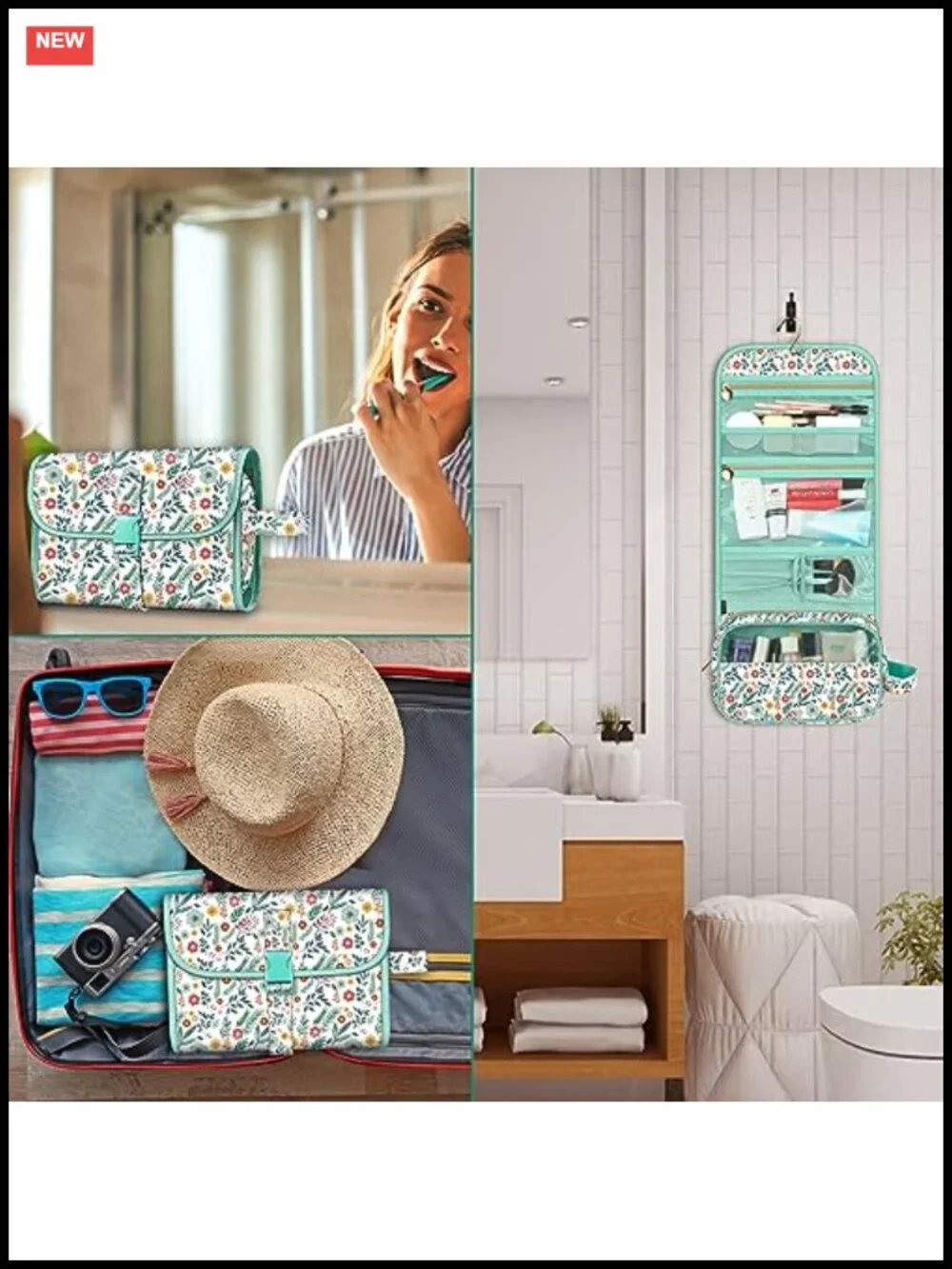 Large Hanging Water Resistant Toiletry Cosmetic Travel Bag Makeup Organizer